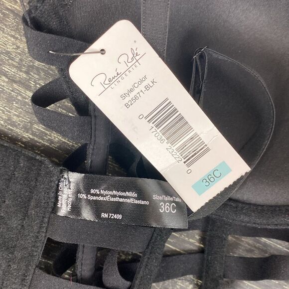 Rene Rofe Black Contour Underwire Strappy Cage Bra 36C NEW - Picture 5 of 5